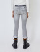 Jean slim light grey brod&eacute; sequins &agrave; la taille fille -2