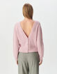 Cardigan rose tricot réversible devant/dos Femme-3