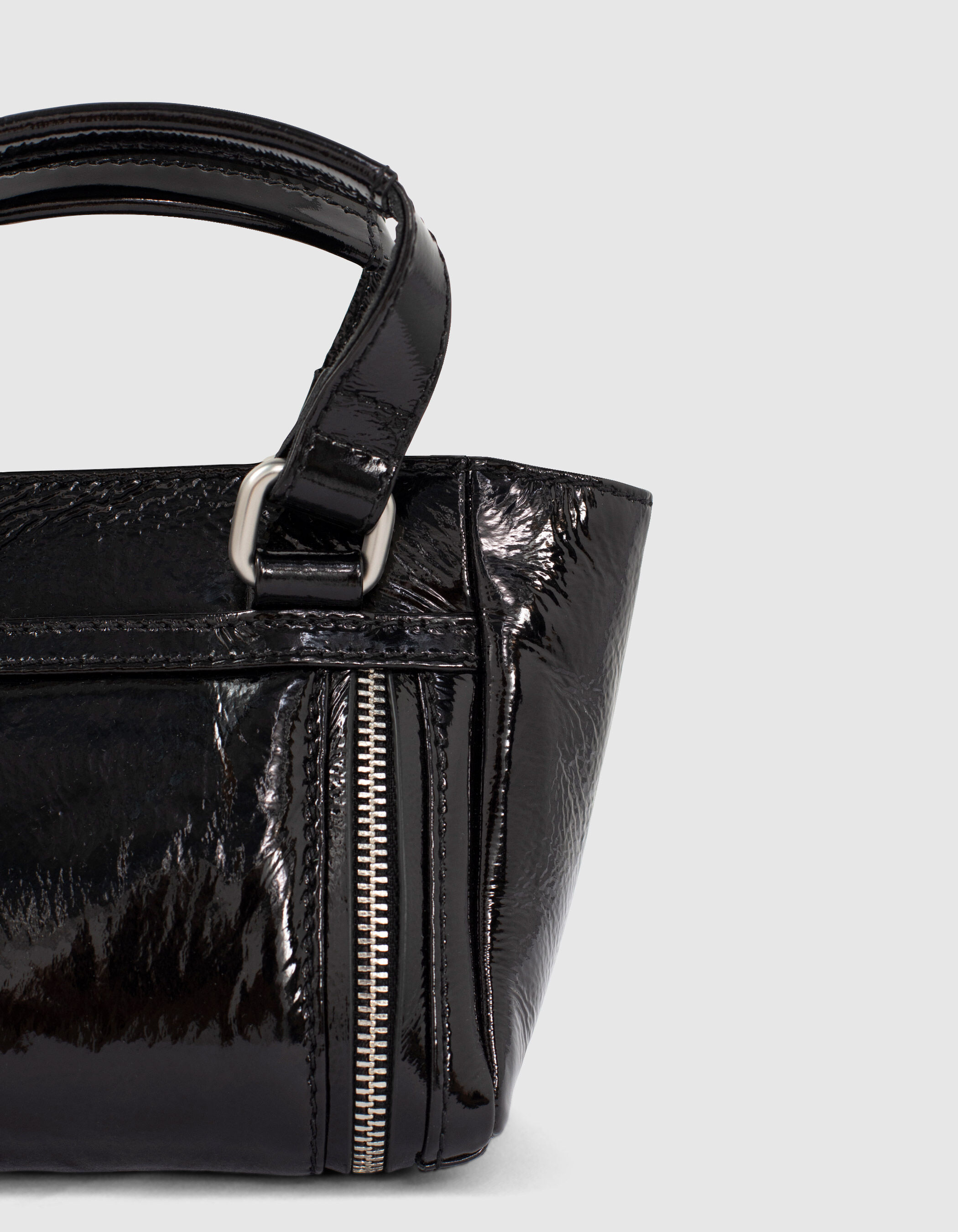 Sac cabas cuir noir LE 1440 NANO GLOSSY Leather Story femme