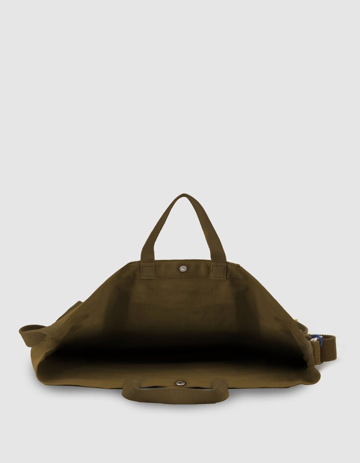 El bolso totebag kaki lona bordado Mujer-6