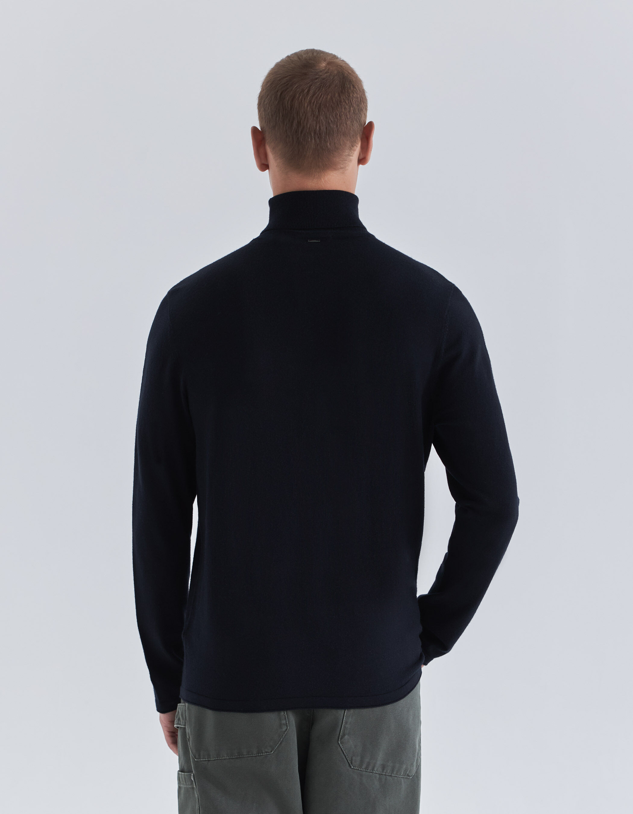 Pull gris clearance col roulé homme