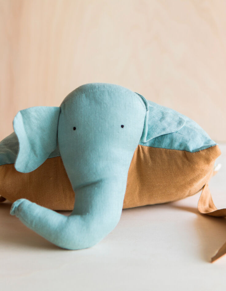 Coussin doudou marron et bleu lin lavéGABRIELLE PARIS-1 Coussin doudou marron et bleu lin lavéGABRIELLE PARIS-1