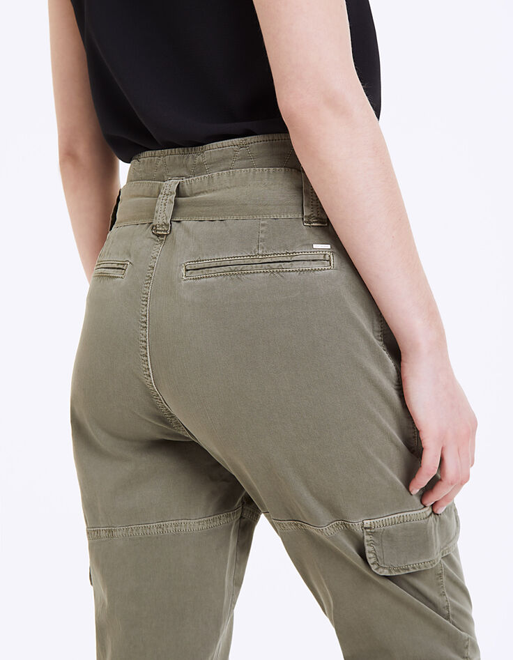 Damesbroek lage taille verlaagd kruis riem zakken-5