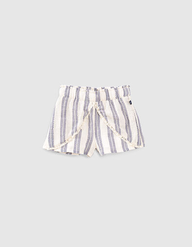 Baby girls’ ecru shorts with blue stripes - IKKS
