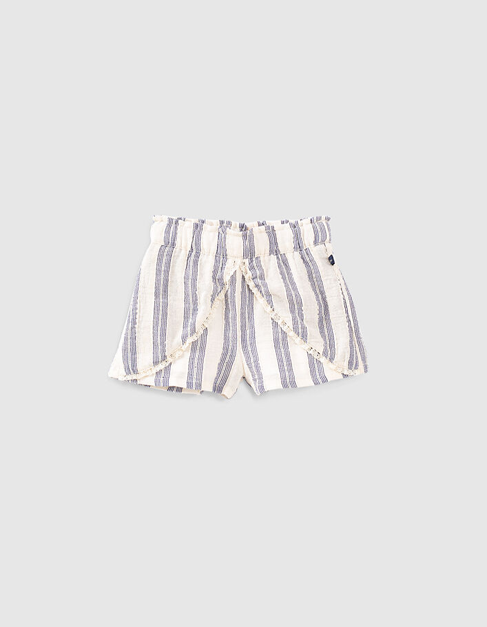 Cremeweiße Shorts mit blauen Streifen für Babymädchen - IKKS