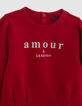 Rotes Sweatshirt, Paillettenmuster, Falten, Mädchen-3
