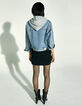 Blouson court en denim loose à capuche femme-3