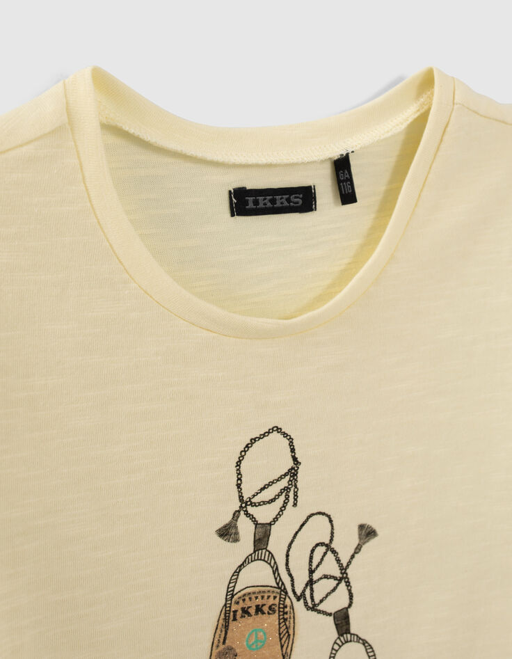 T-shirt jaune coton bio visuel sandales fille-3