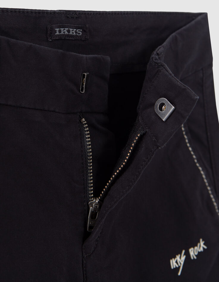 Boys' black chino shorts with saddle stitched pockets-6
