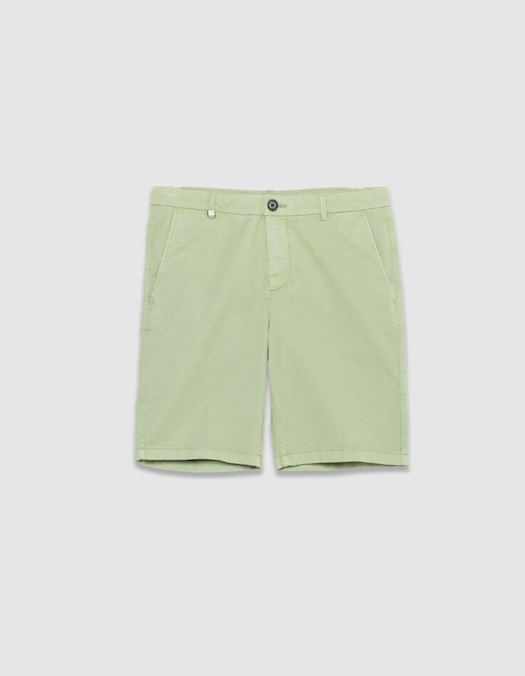Men's green slim-fit chino shorts-6