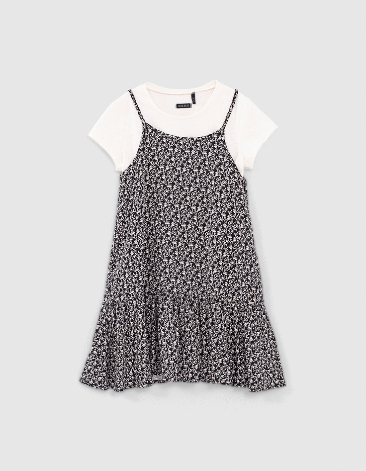 Robe 2 en 1 noire lys Ecovero® et T-shirt bio fille-1
