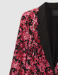 Damenchiffonblazer mit rosa Blumenprint und Kragen-2