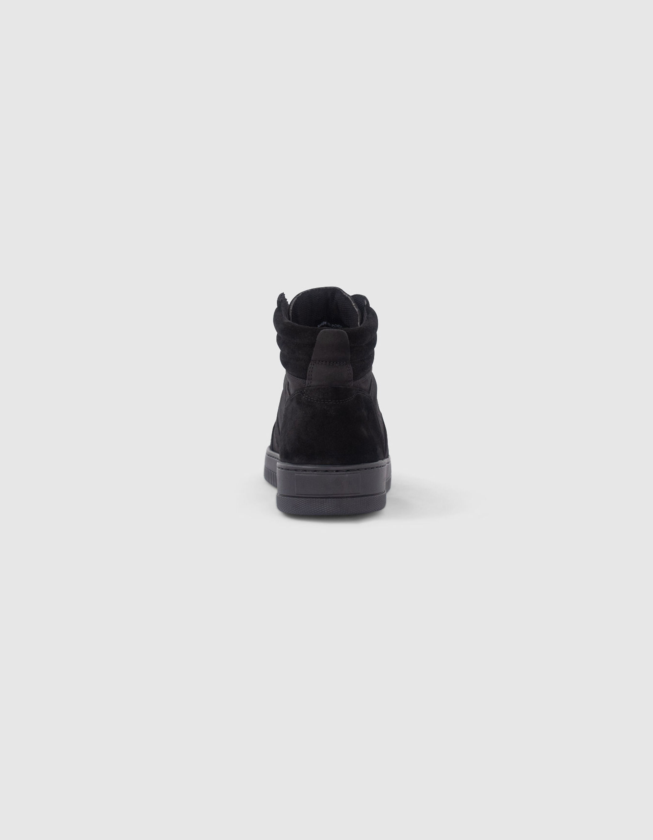 Zwarte hoge sneakers in leer en su deleer Heren