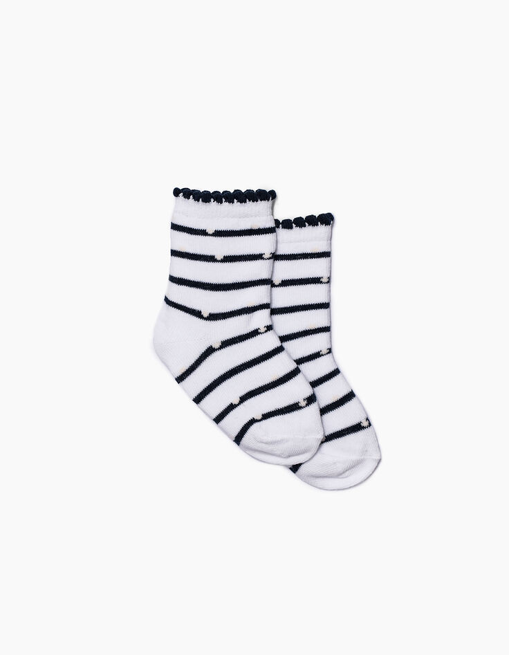 Chaussettes blanches, rose, navy bébé fille-5