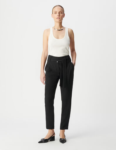 Women’s high-waisted black crêpe trousers - IKKS