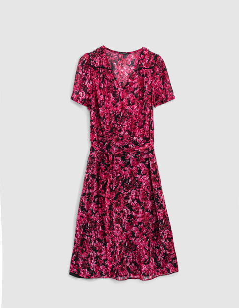 Midi-Damenkleid aus recyceltem Voile mit rosa Blumenprint