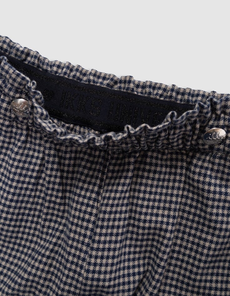 Girls’ navy gingham trousers with ruffles-6 Girls’ navy gingham trousers with ruffles-6