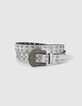 Ceinture jean cuir argent boucle western clous bijoux femme-1