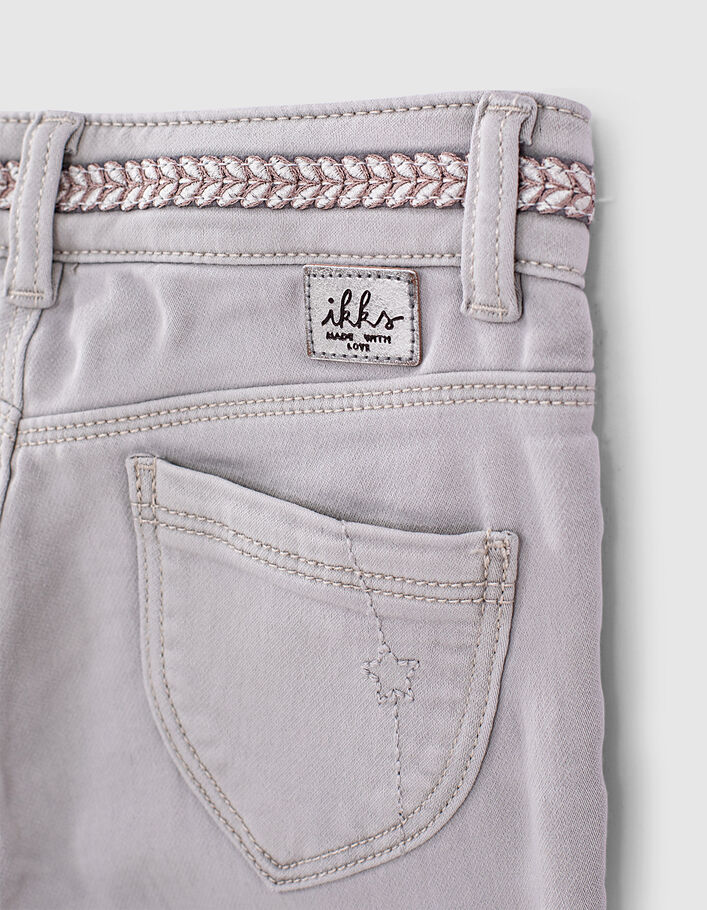 Mädchen-Skinny-Jeans in Light Grey mit Borte an der Taille-7
