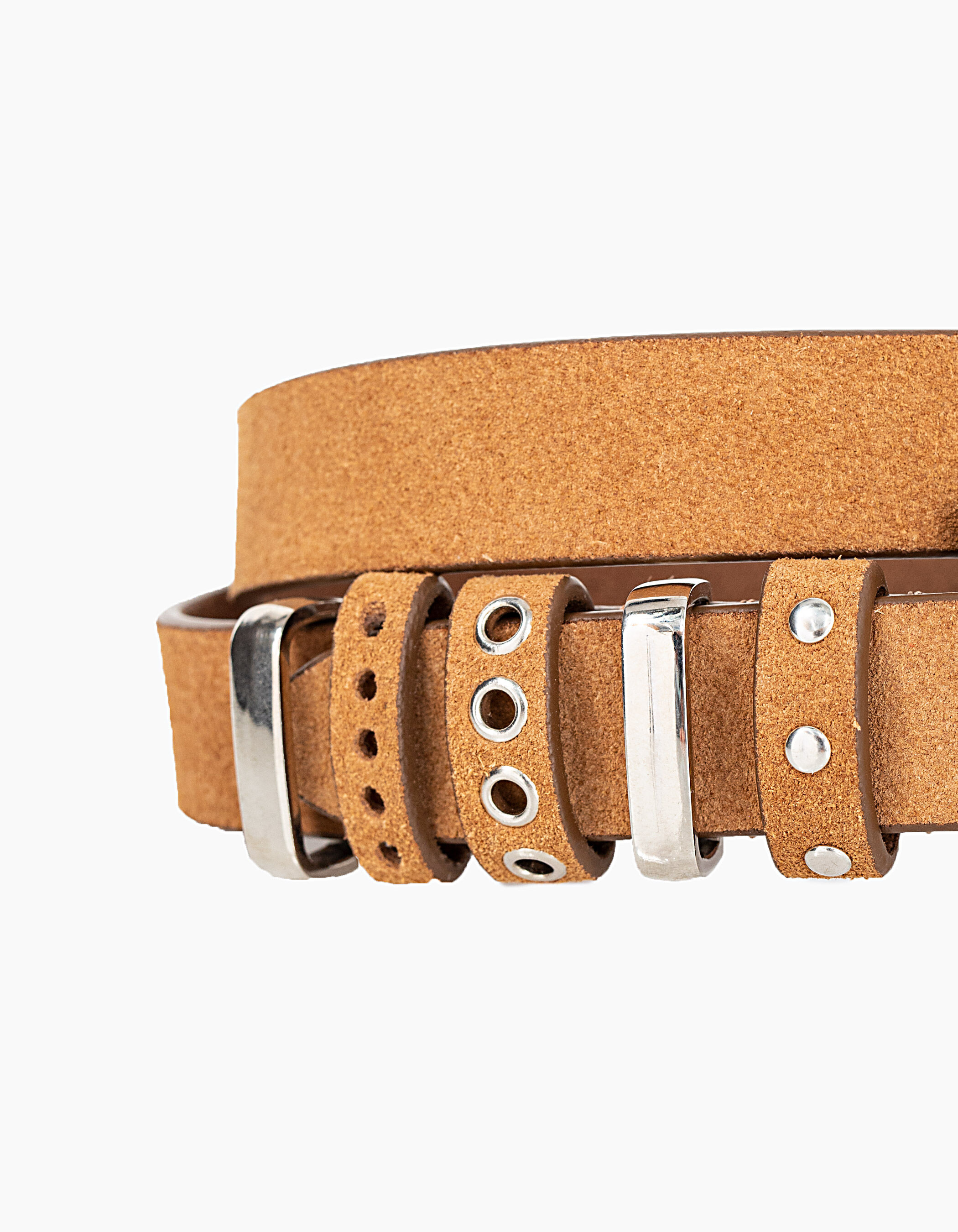 I.Code camel 5 belt loop suede belt
