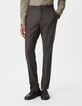 Pantalon de costume marron flanelle 100% laine Homme-2
