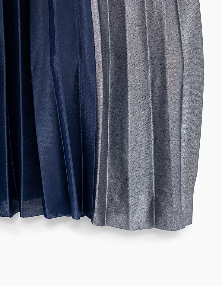 Girls’ navy and silver pleated long skirt-2