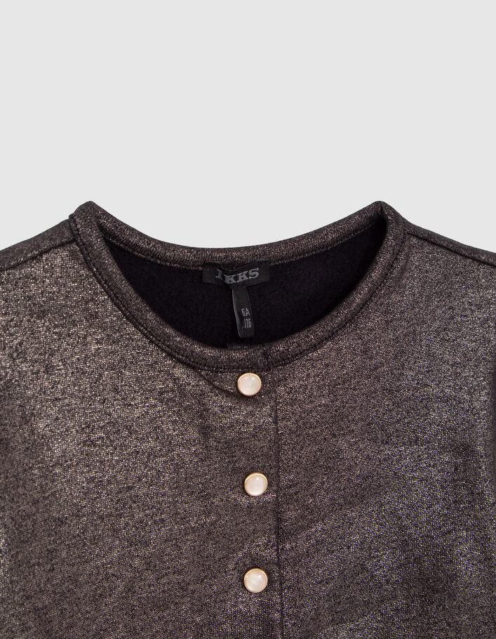 Girls’ champagne press stud sweatshirt fabric cardigan-2