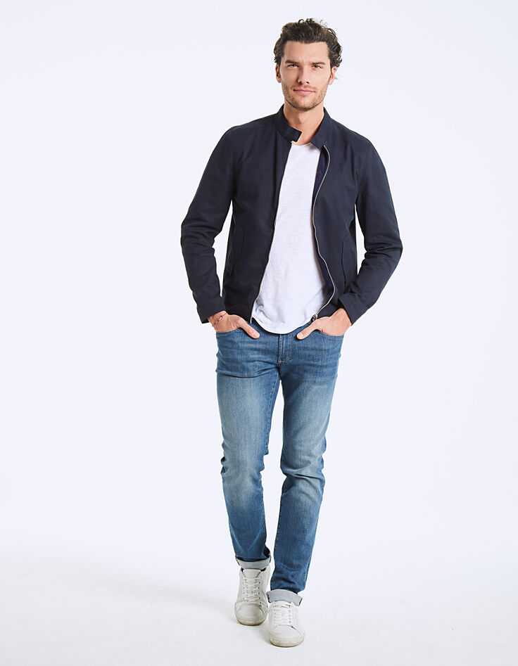 Blouson marine réversible et bi matière Homme-6
