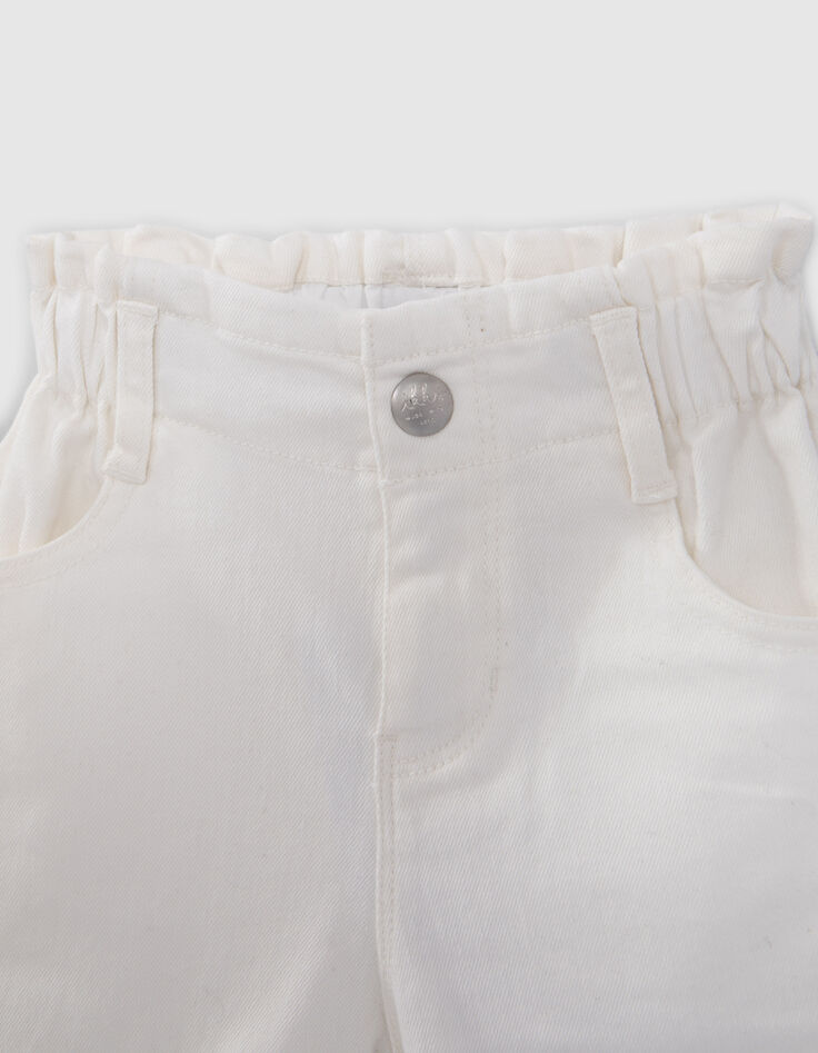 Ecru jeansshort met geborduurde biezen opzij meisjes-2