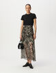 Women’s black ruffled long skirt with zebra print-1