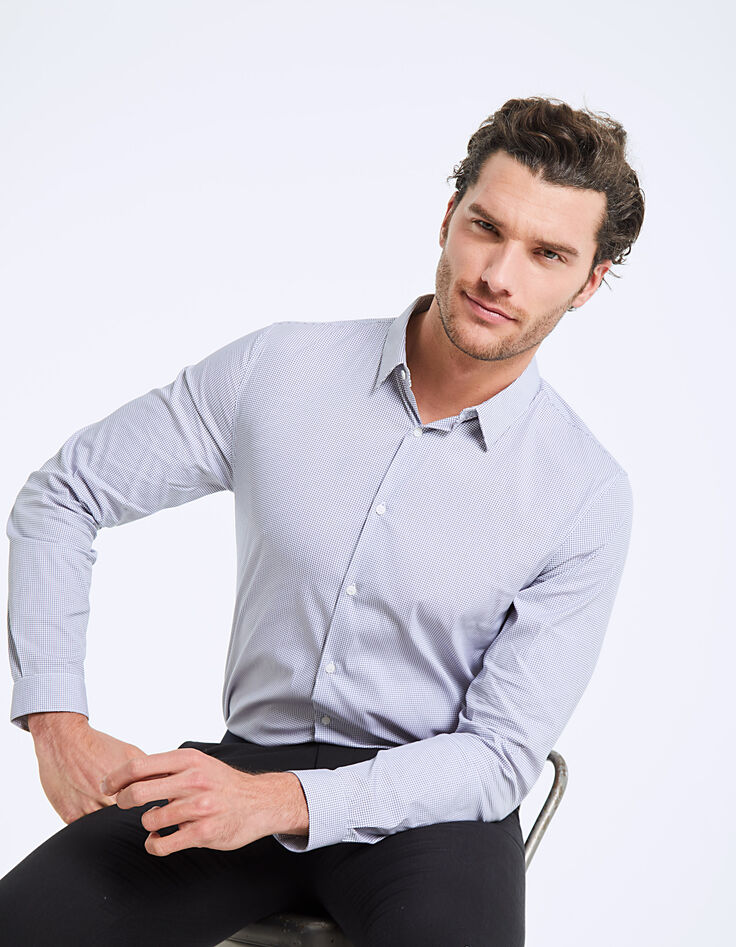 Chemise slim imprimée minimaliste Easy Care Homme-1 Chemise slim imprimée minimaliste Easy Care Homme-1