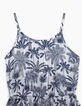 Gebroken witte jurk blauwe palmprint meisjes-3