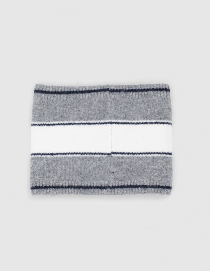 Grijze gebreide snood jacquard tekst jongens-3