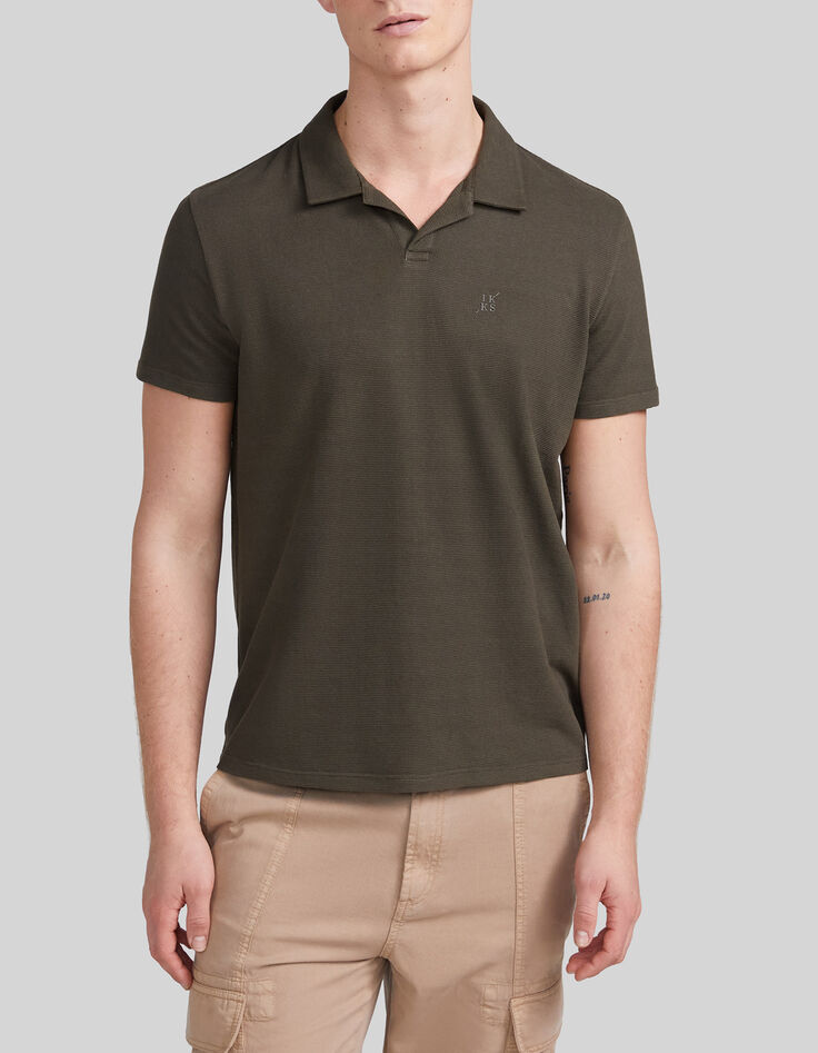 Polo caqui punto nido de abeja mini hombre-1