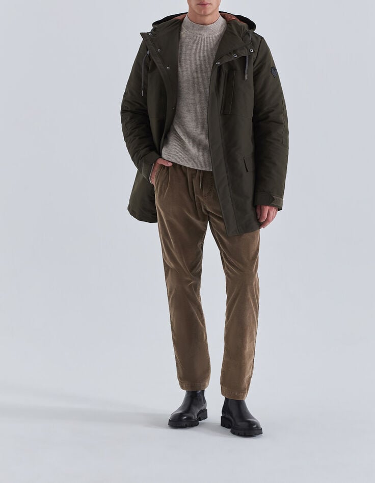 Parka kaki multipoches intérieur matelassé Homme-7