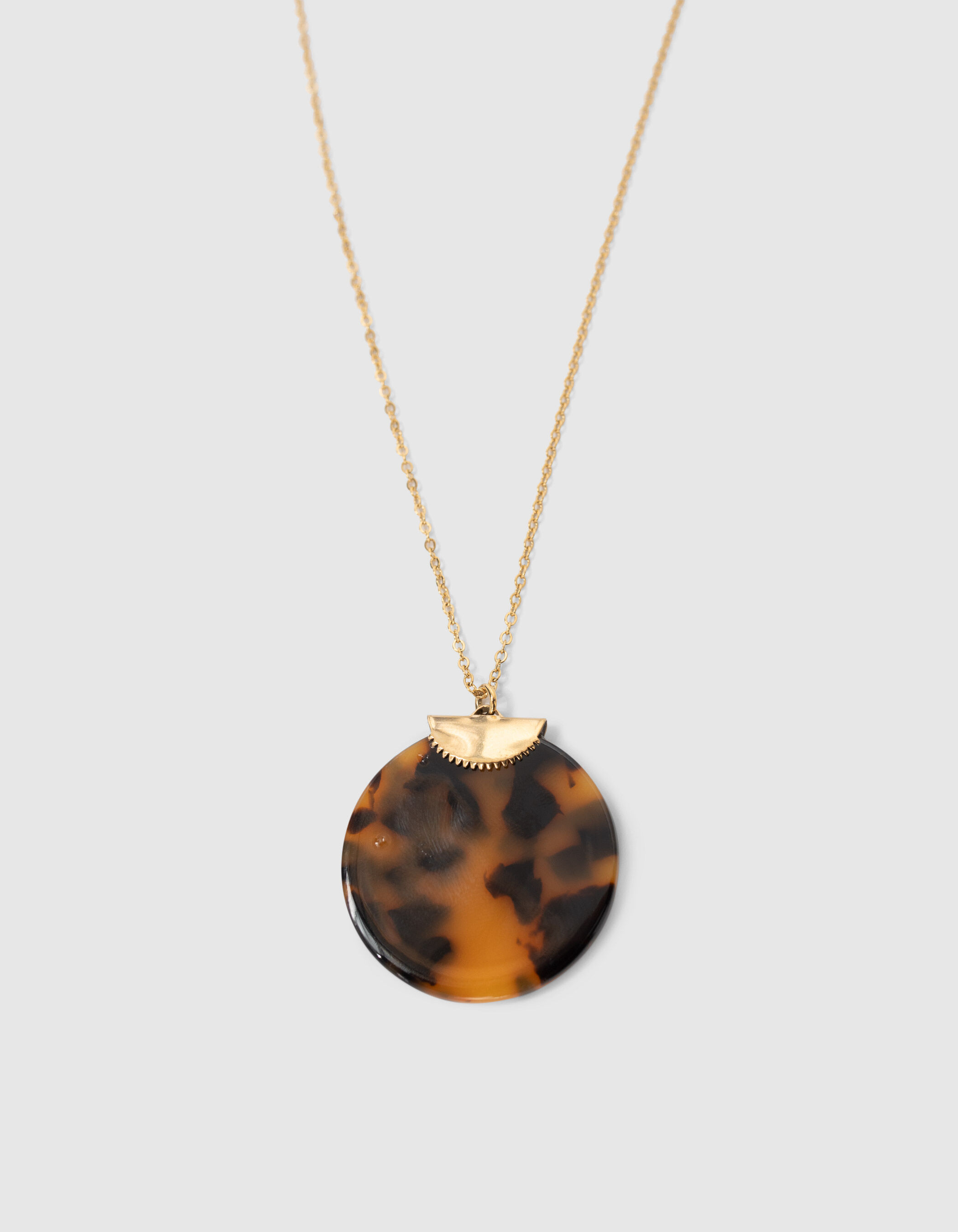 Women s brown tortoiseshell style pendant long necklace