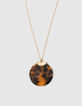 Women&rsquo;s brown tortoiseshell-style pendant long necklace-2