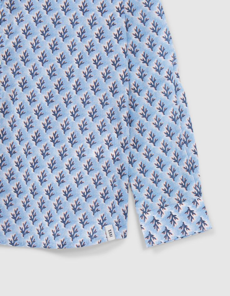 Blauw overhemd Liberty® stof koraalmotief jongens-4