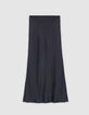 Langer schwarzer Satin-Rock für Damen-5