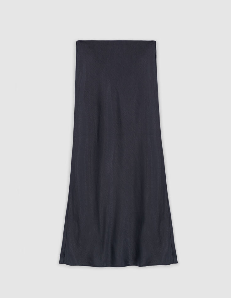 Langer schwarzer Satin-Rock für Damen-5