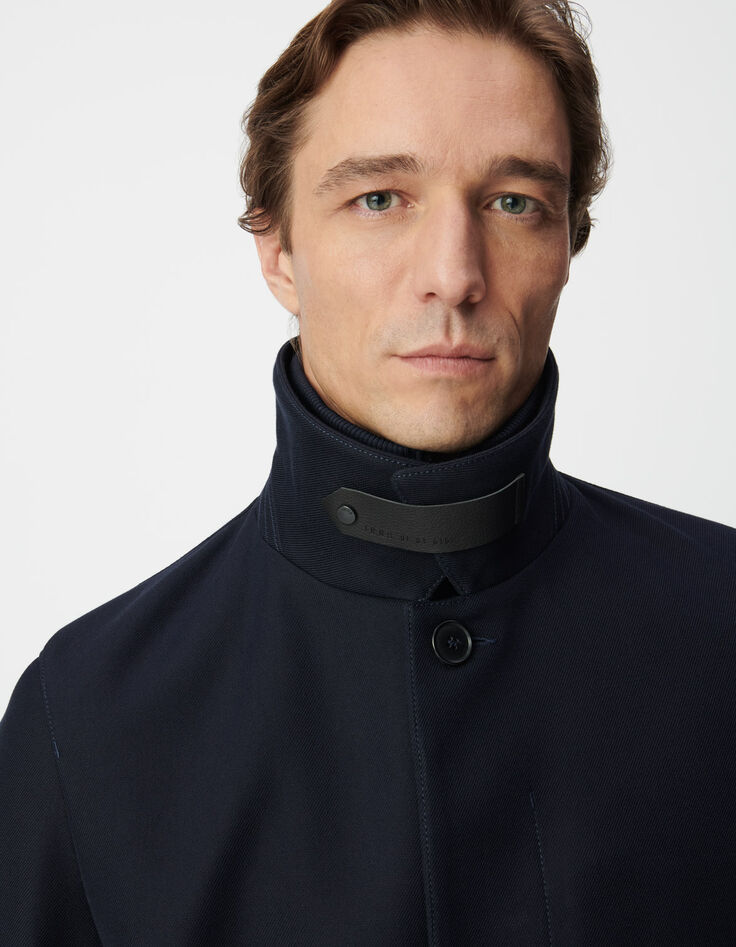Men's blue trench coat with removable facing-5