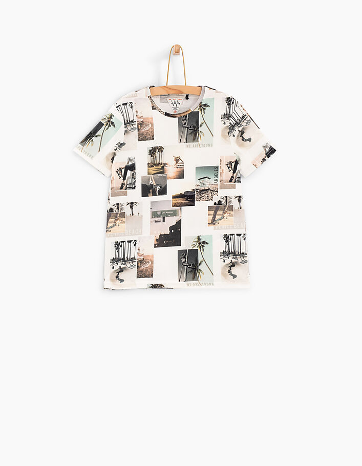 Cremeweißes Jungen-T-Shirt mit Skatepark-Print  - IKKS