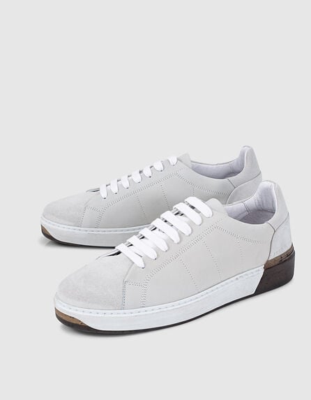 Men’s white suede trainers