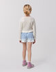 Waterless blue denim shorts with deep dye effect for girl-3