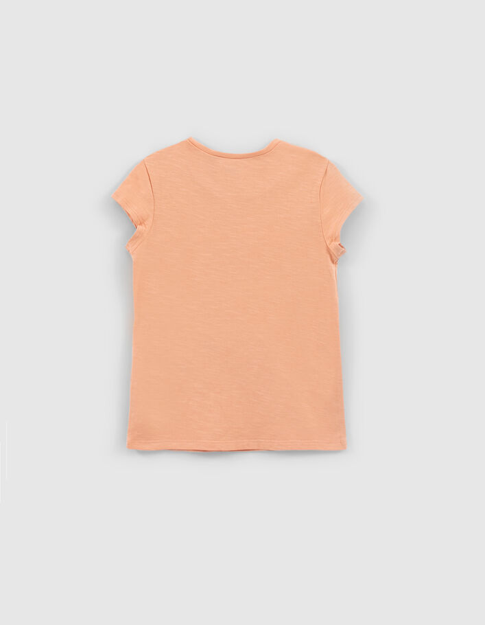 Orangefarbenes Mädchen-T-Shirt mit geblümtem Totenkopf - IKKS