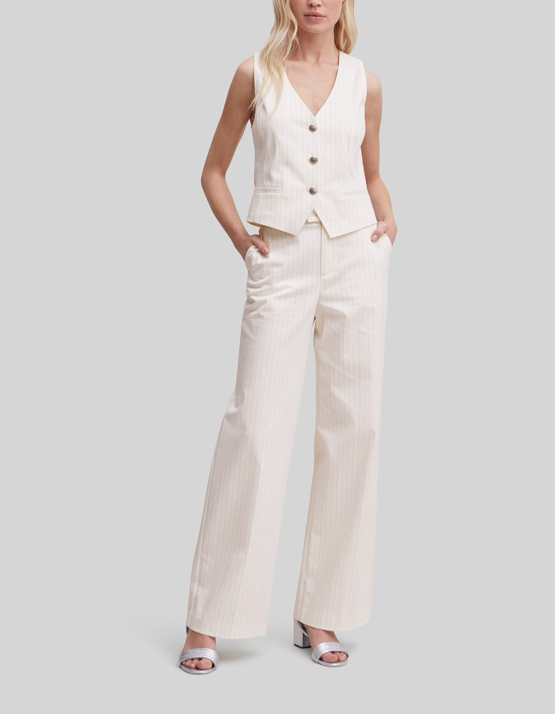 White pinstripe trousers womens on sale
