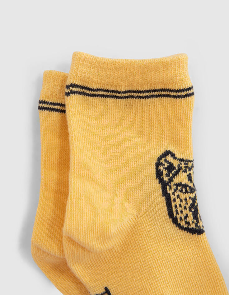 Calcetines amarillo y blanco bebé niño-4