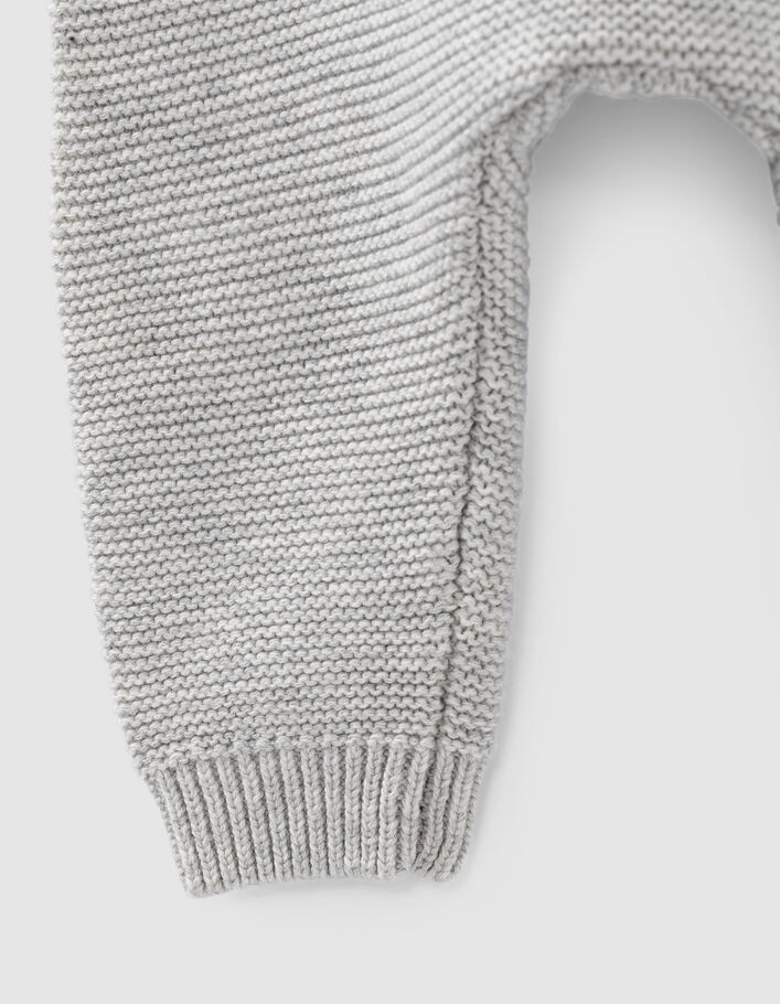Baby’s putty marl organic cotton knit trousers - IKKS