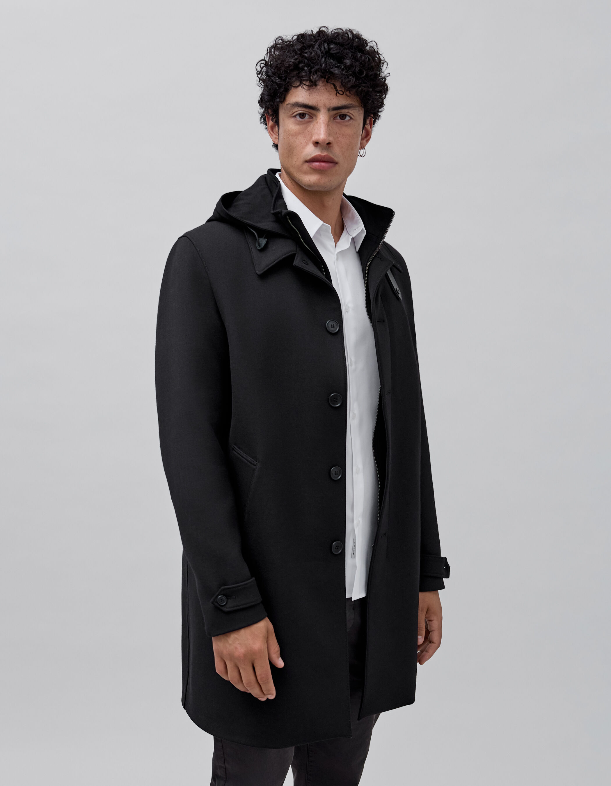 Black trench coat mens with hood clearance