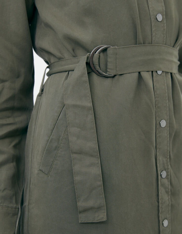 Women’s khaki Tencel shirt dress with studded back-3